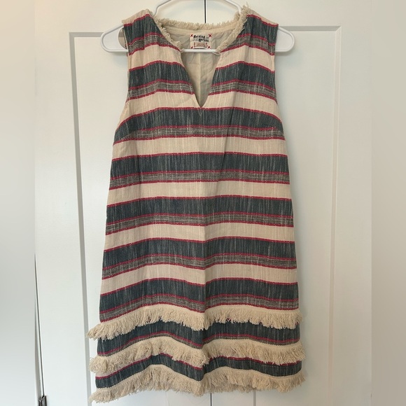 Anthropologie Dresses & Skirts - Anthropologie Striped Sleeveless Dress with Fringe